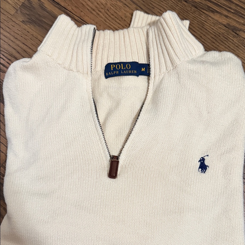 Polo by Ralph Lauren Zip-Up Cream Sweater